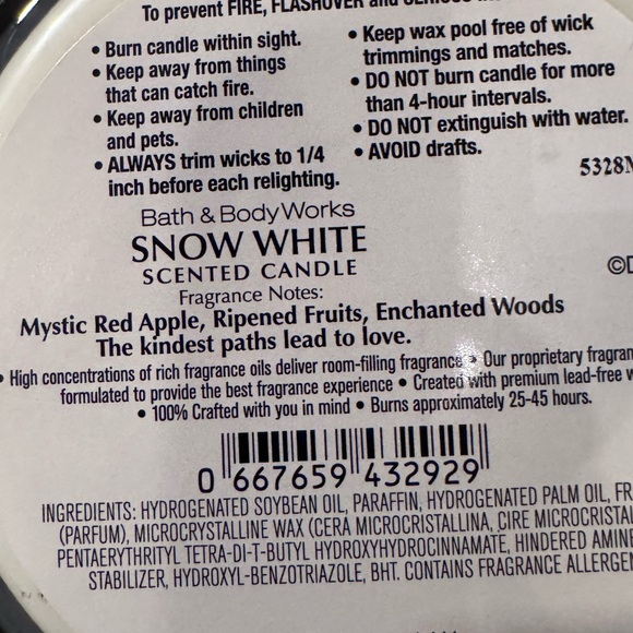 Princess Snow White Candle Bath and Body Works - Picture 3 of 3